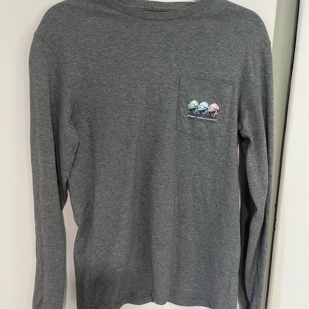 Vineyard Vines Gray Kentucky Derby Long Sleeve Tee